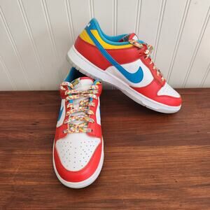 Nike Size 9M/10.5W Low Dunk Fruity Pebbles Red/Blue/Yellow Pre-owned Good Clean‎